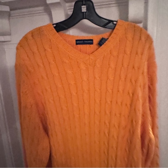 Grant Thomas Men’s Cable Knit Cotton Crew Neck Sweater Orange Sz L Rare - Picture 3 of 11